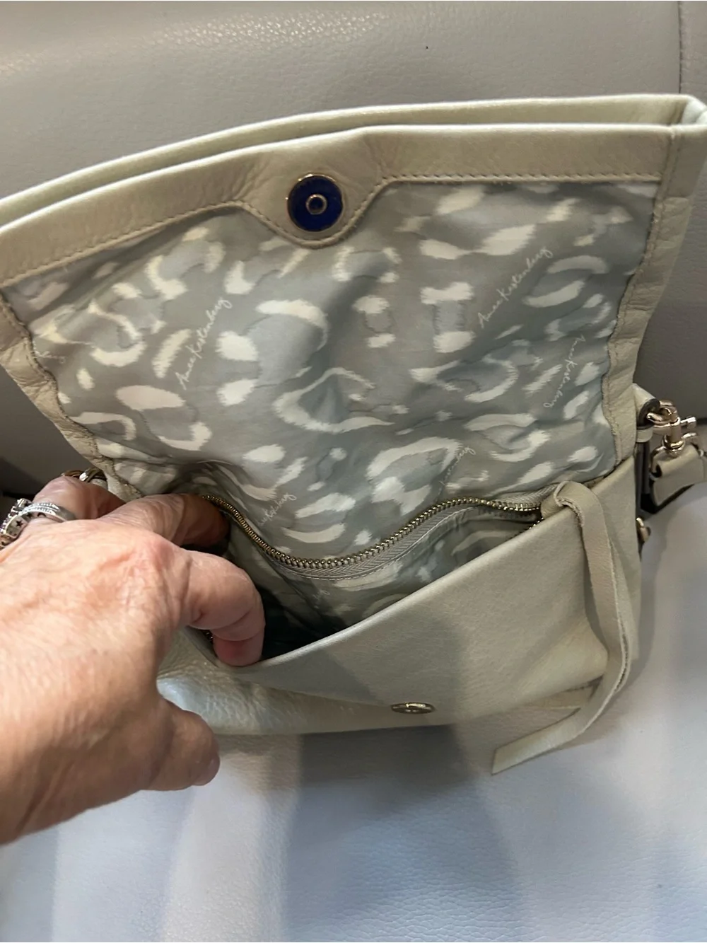 Leather Crossbody Bag in Light Gray - Minimalist Women's Shoulder Bag